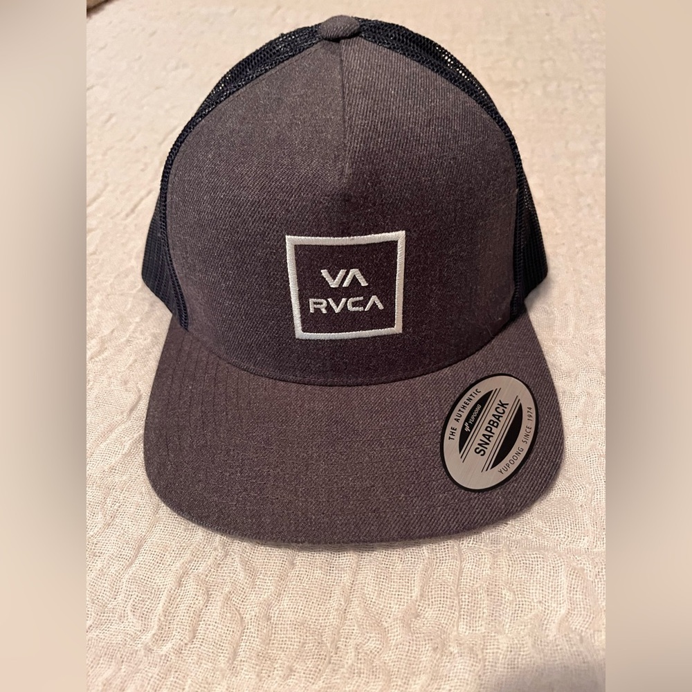 RVCA Gray and Black Flat Bill Trucker Hat